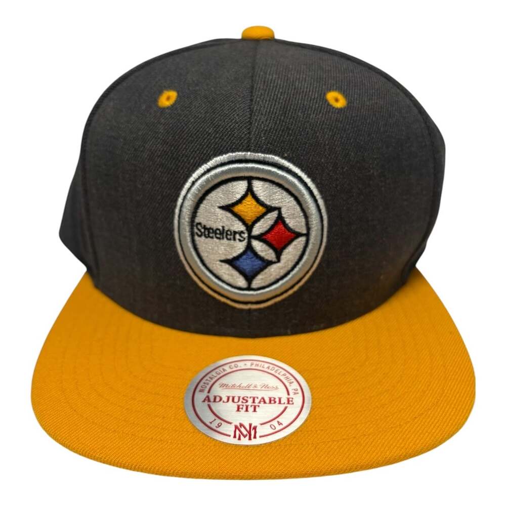 Mitchell & Ness Pittsburgh Steelers Snapback Hat Grey Yellow NFL